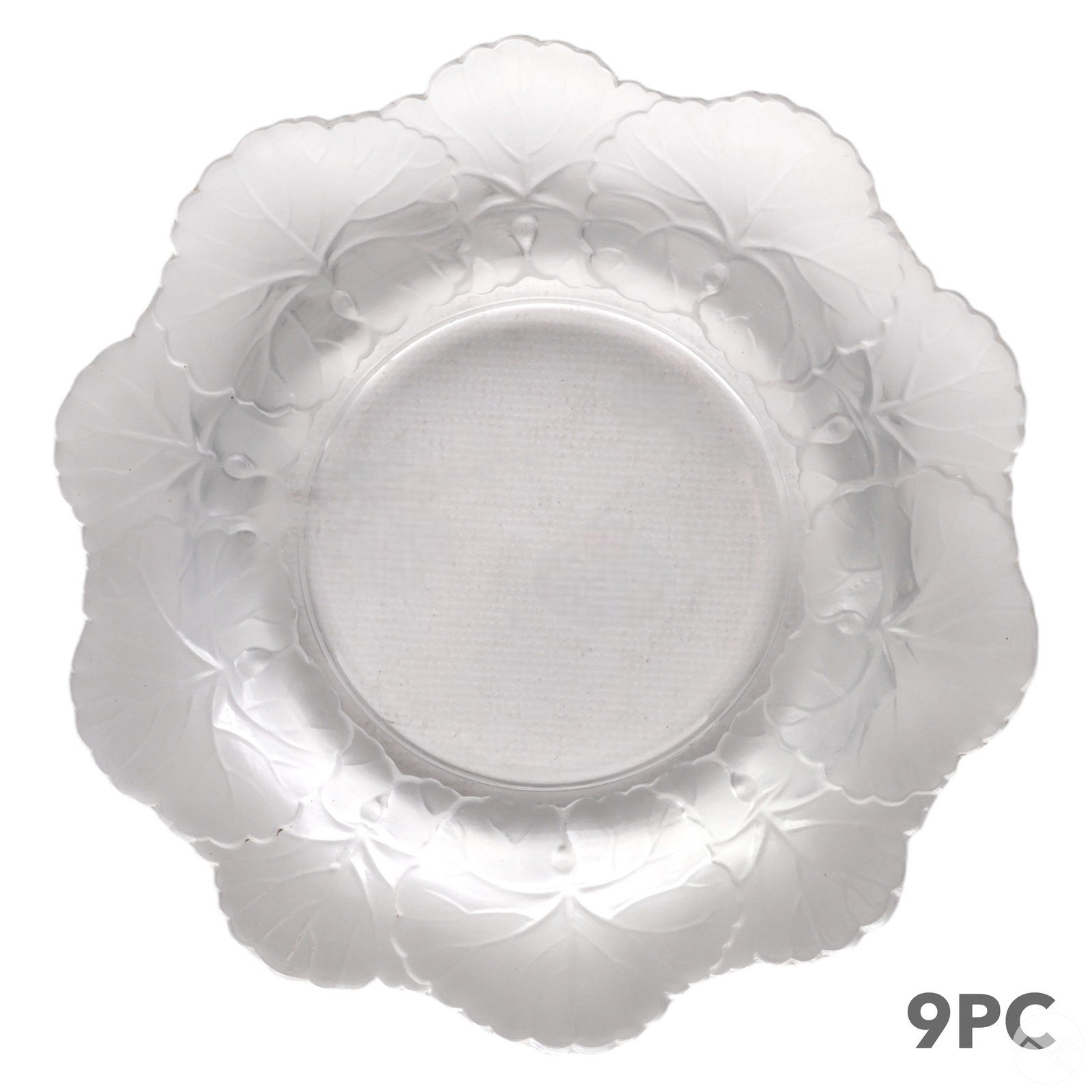 Lalique French Crystal Honfleur Saucers 9pc. SET (1 of 5)