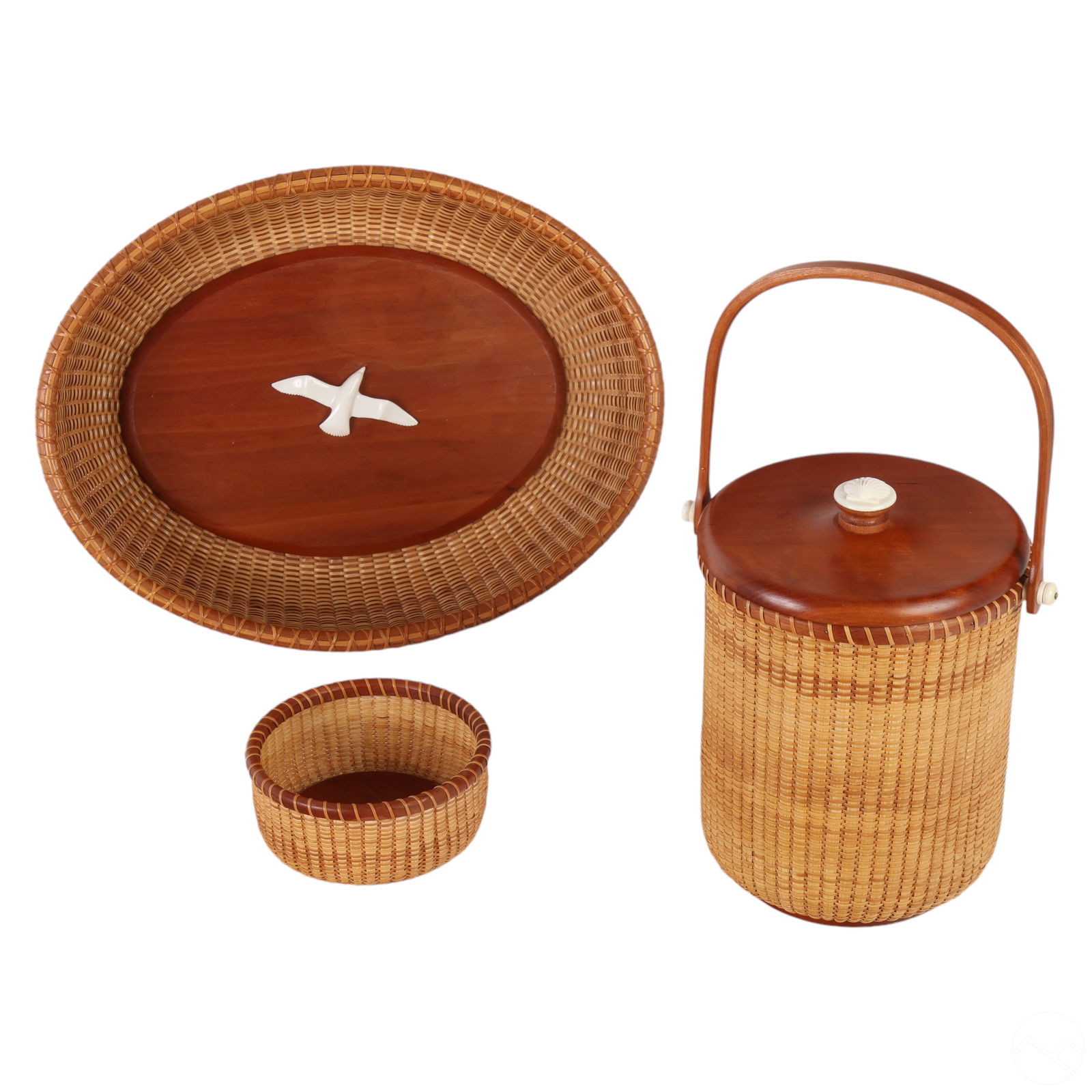 Nantucket Ice Bucket & Two Baskets 3pc. ESTATE LOT (1 of 8)