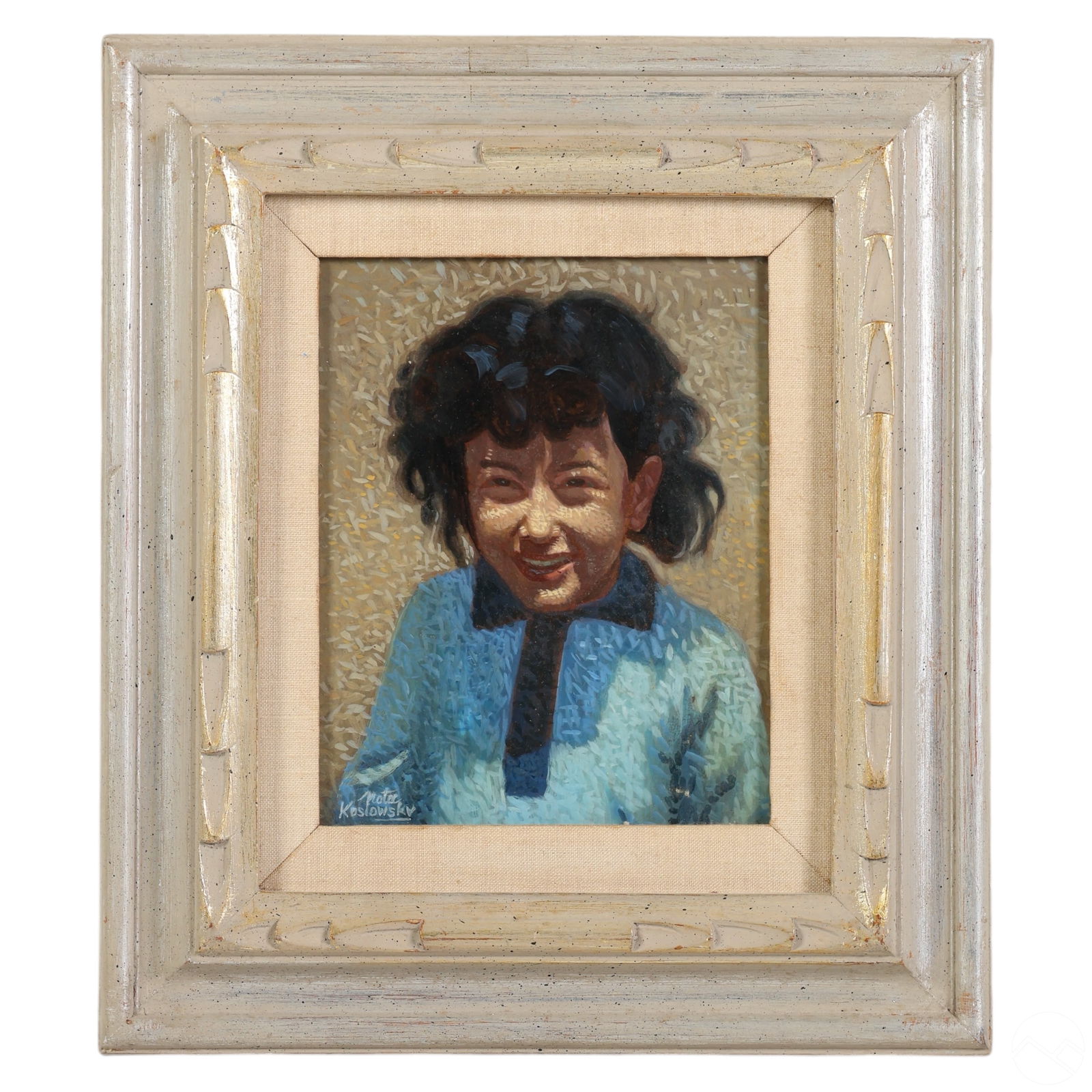 Nota Koslowsky 1906-1972 Girl in Blue Oil Painting (1 of 5)