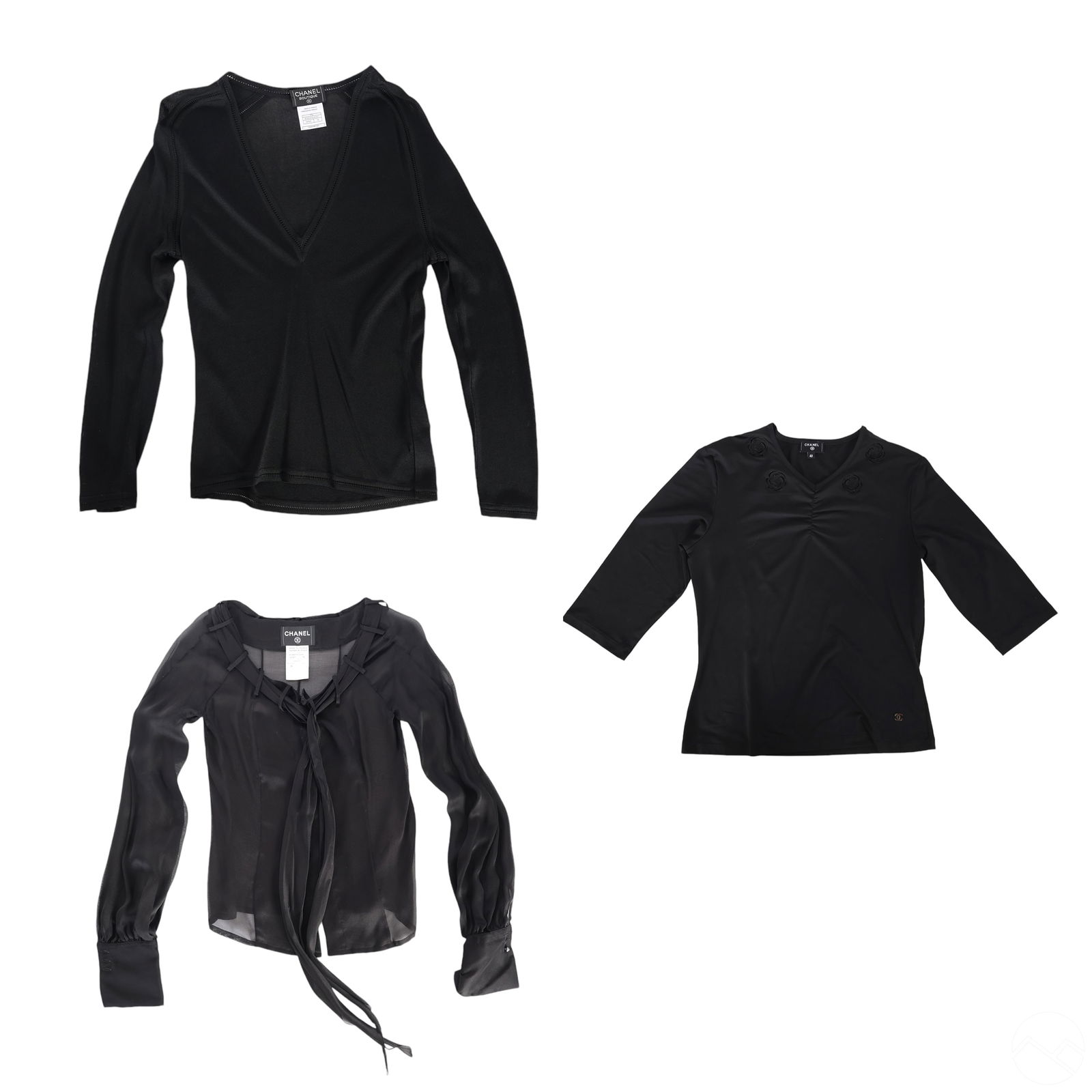 Chanel Long Sleeve Black Shirt and Blouse 3pc LOT (1 of 13)