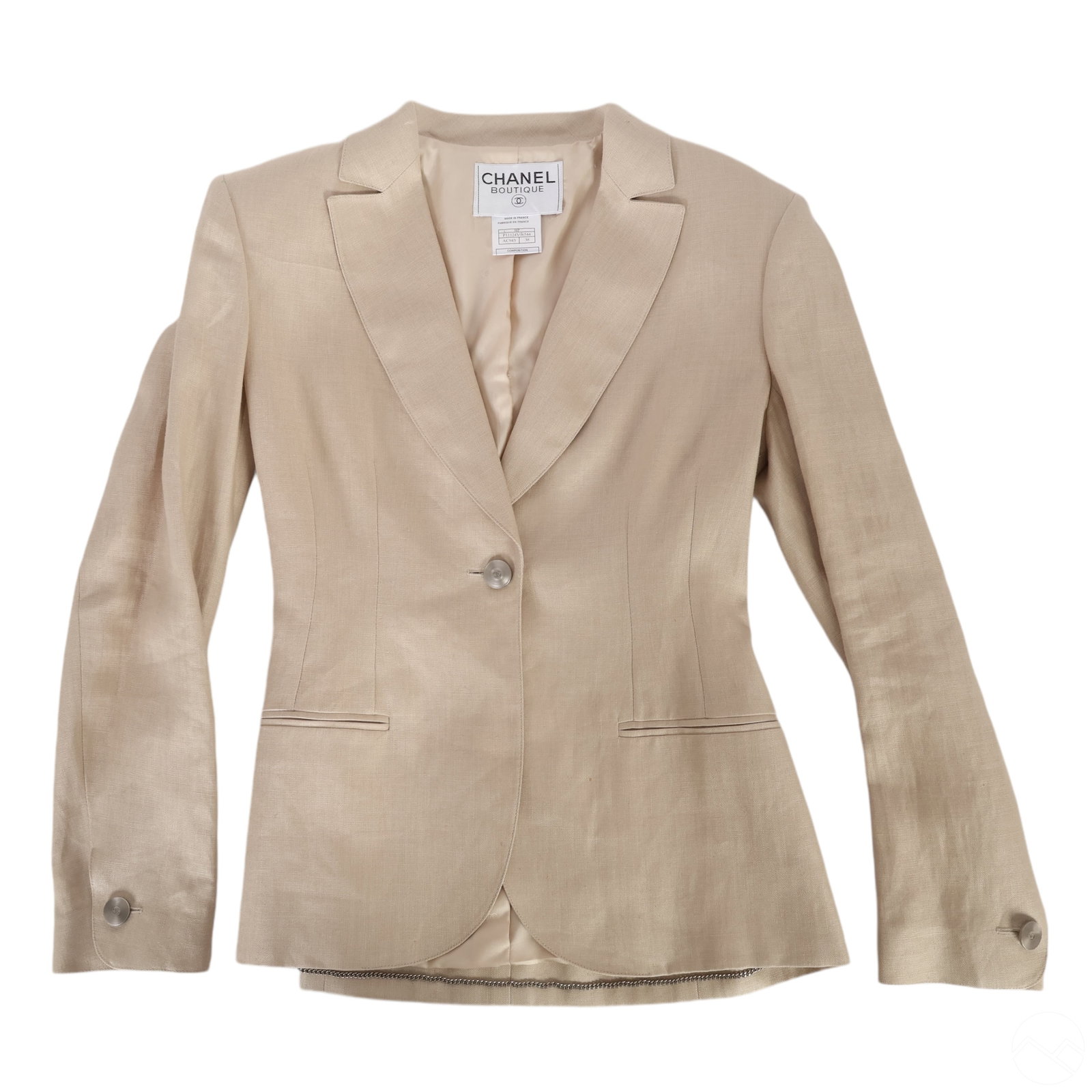 Chanel Vintage Off White Linen Blazer Jacket Sz 38 (1 of 4)