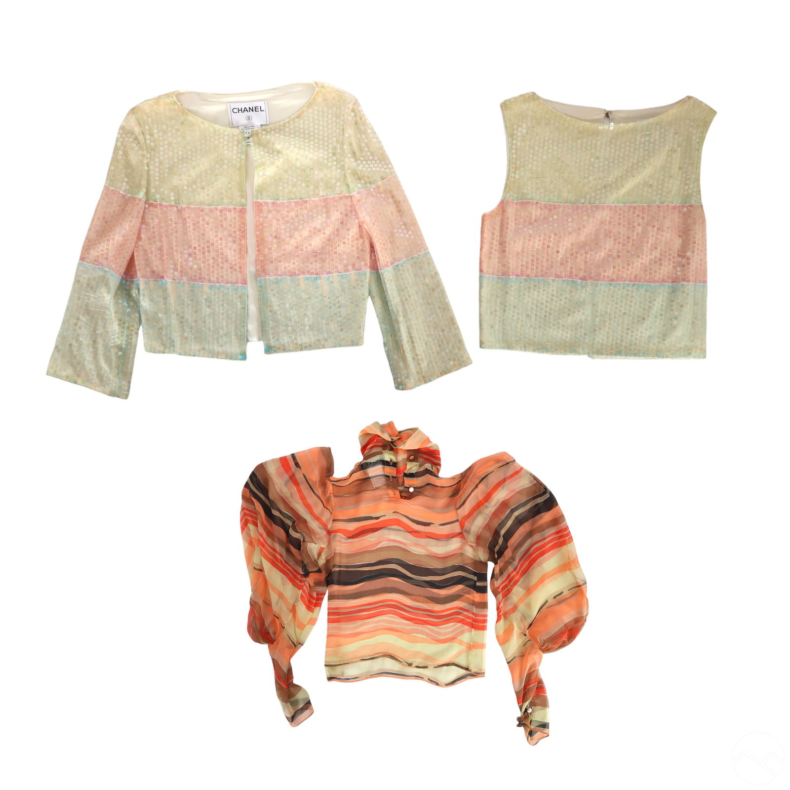 Chanel Vintage Sequin Combo & Sheer Silk Top LOT (1 of 7)
