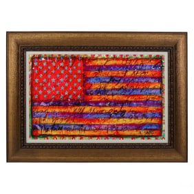 Tim Yanke b.1962 American Flag Lithograph SIGNED