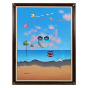 Rick Garcia 20C Surreal Landscape Oil Painting