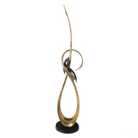 Boris L Lorski Intertwined Bronze Cranes Sculpture