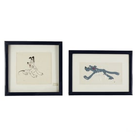 Disney Hand-Colored Celluloid Animation Cel 2p LOT