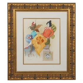 Itzchak Tarkay 1935-2012 Golden Years WC Painting