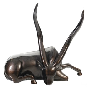 Modernist Lacquered Carved Wood 26" Bongo Antelope