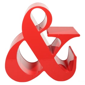 Red Lacquered Ampersand "&" Modern Art Sculpture