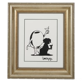 Michael Godard b.1959 Puppy Love Olive Painting