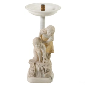 Italian Alabaster Figural Playing Children Lamp