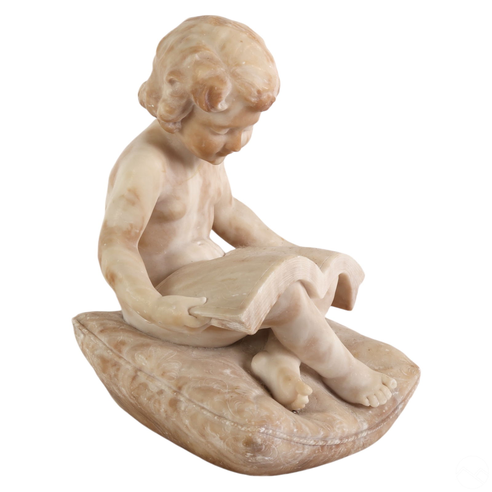 Umberto Stiaccini Alabaster Girl on Pillow Statue (1 of 6)