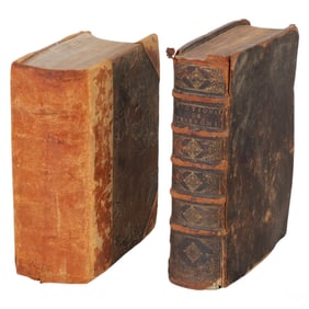 Antique 17-18th Bilingual Dictionary Books 2pc LOT