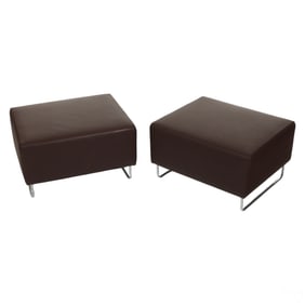 Italian Pair of Cassina Modern Leather Ottomans