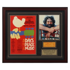 1969 Woodstock Music Fest Memorabilia Collage COA