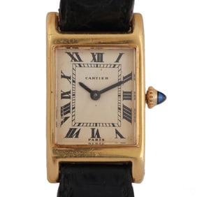 Men's Cartier 18k Gold Vintage French Tank Watch