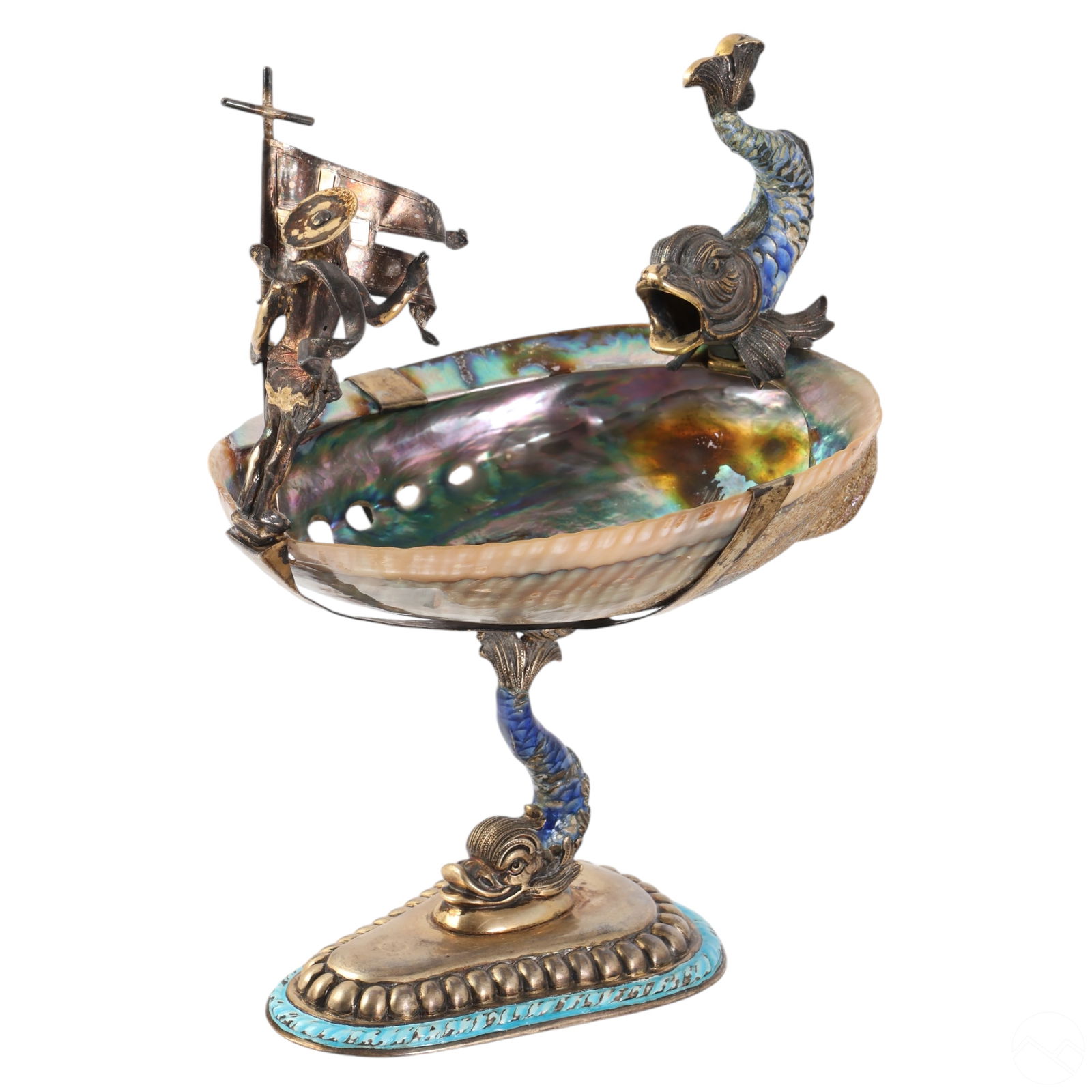 Antique Austrian Silver Abalone Shell Figural Taza (1 of 9)