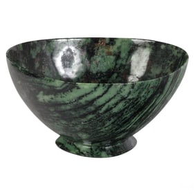 Ruby Zoisite Stone Carved Solid Bowl w/ Dark Veins