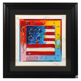 Peter Max b.1937 Flag with Heart Lithograph SIGNED