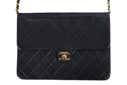 Chanel Black Quilted Lambskin Leather Shoulder Bag