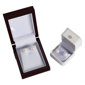 Two Pairs of 18K Gold South Sea Pearl Earrings LOT