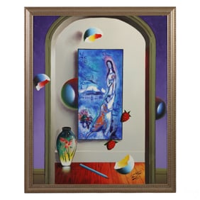 Ferjo b1946 Homage to Chagall Surrealist Painting