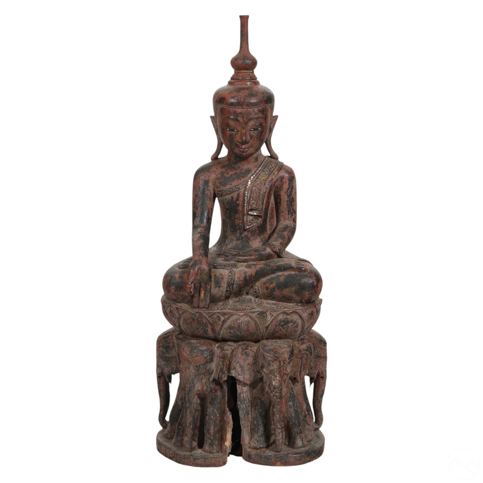 Antique Seated Wooden Buddha Mudra Sculpture (1 of 7)