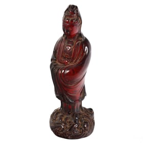 Chinese Amber Bodhisattva Kuan Yin Buddha Statue