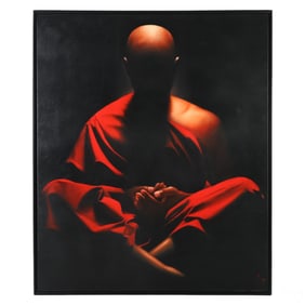 Ngurah Merta Bali b.1976 Meditative Monk Painting