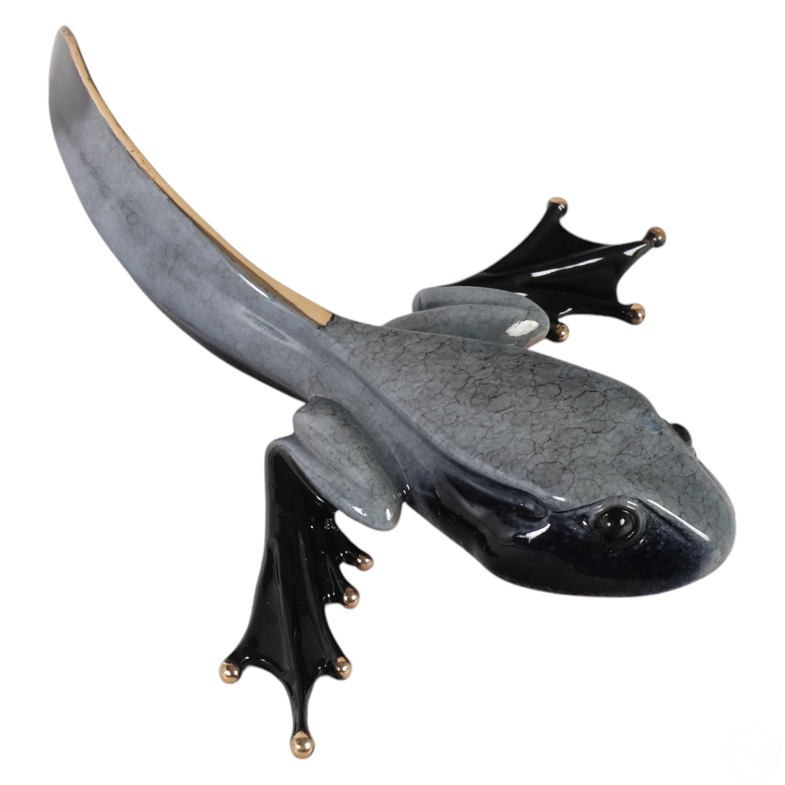 Tim FROGMAN Cotterill LE Bronze NEWT Sculpture: Tim "Frogman" Cotterill (British / American, born 1950). A limited edition bronze frog sculpture titled "Newt," catalogued as BF 62. The piece is artist-signed, dated 2004, and numbered 1258/2000, wit