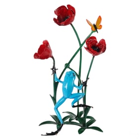 Tim FROGMAN Cotterill Bronze POPPY Frog Sculpture