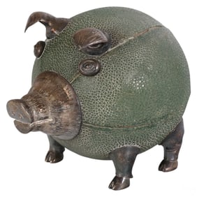 Lotus Arts de Vivre Shagreen & Sterling Pig Figure