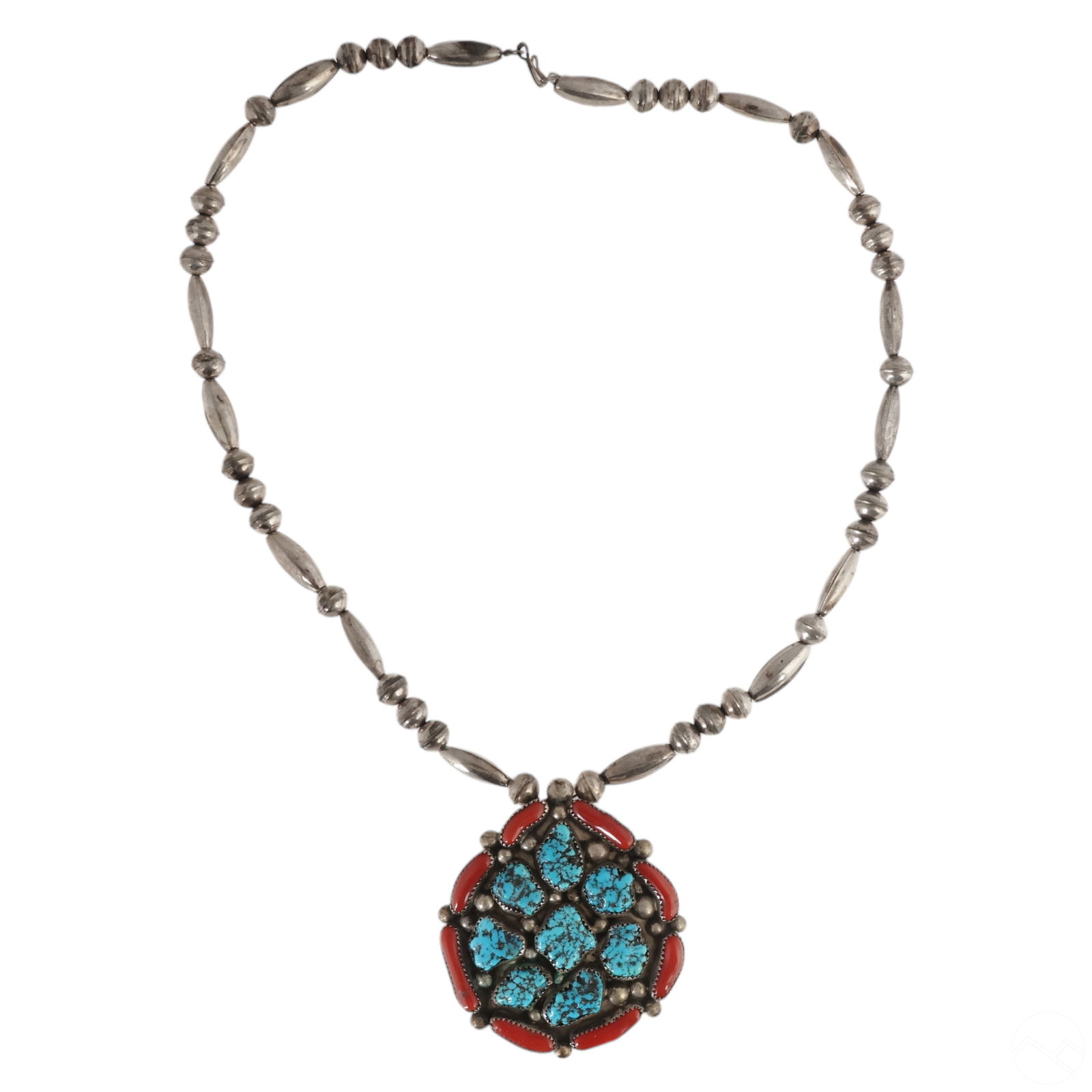 Begay Navajo Corral and Turquoise Necklace SIGNED (1 of 7)