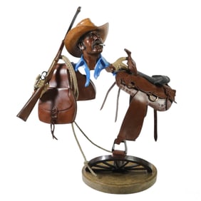 Paul Wegner b.1950 Saddle Up Bronze Art Sculpture