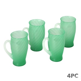 Steuben Carder Green Spiral Glass Tumbler Mugs SET