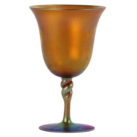 Steuben Aurene Gold 2361 Twist Stem Wine Goblet