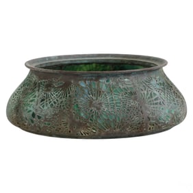 Tiffany Studios Pine Needle Brass and Glass Bowl