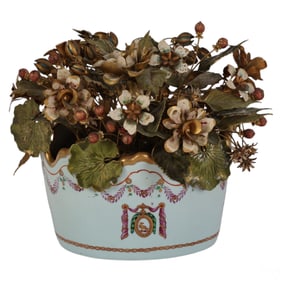 Jane Hutcheson Enameled Flowers in Porcelain Pot