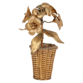 Tiffany & Co Silver Gilt Potted Flower in a Basket