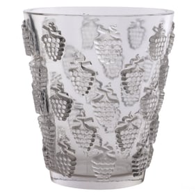 Lalique French Crystal Malaga Grapes Vase SIGNED