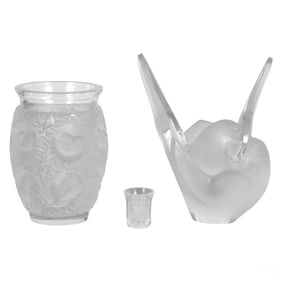 ESTATE LOT of Three Lalique French Crystal SIGNED