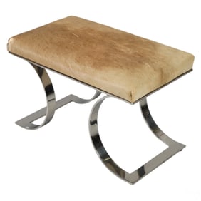 Karl Springer JMF Style Chrome and Cowhide Bench