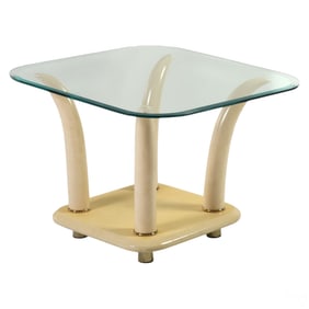 Karl Springer Style Faux Elephant Tusk Side Table