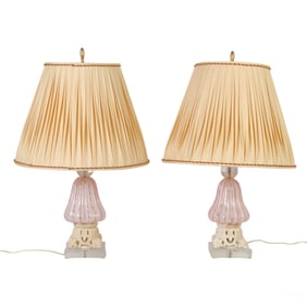 Vintage Pair of Zanfirico Murano Blown Glass Lamps