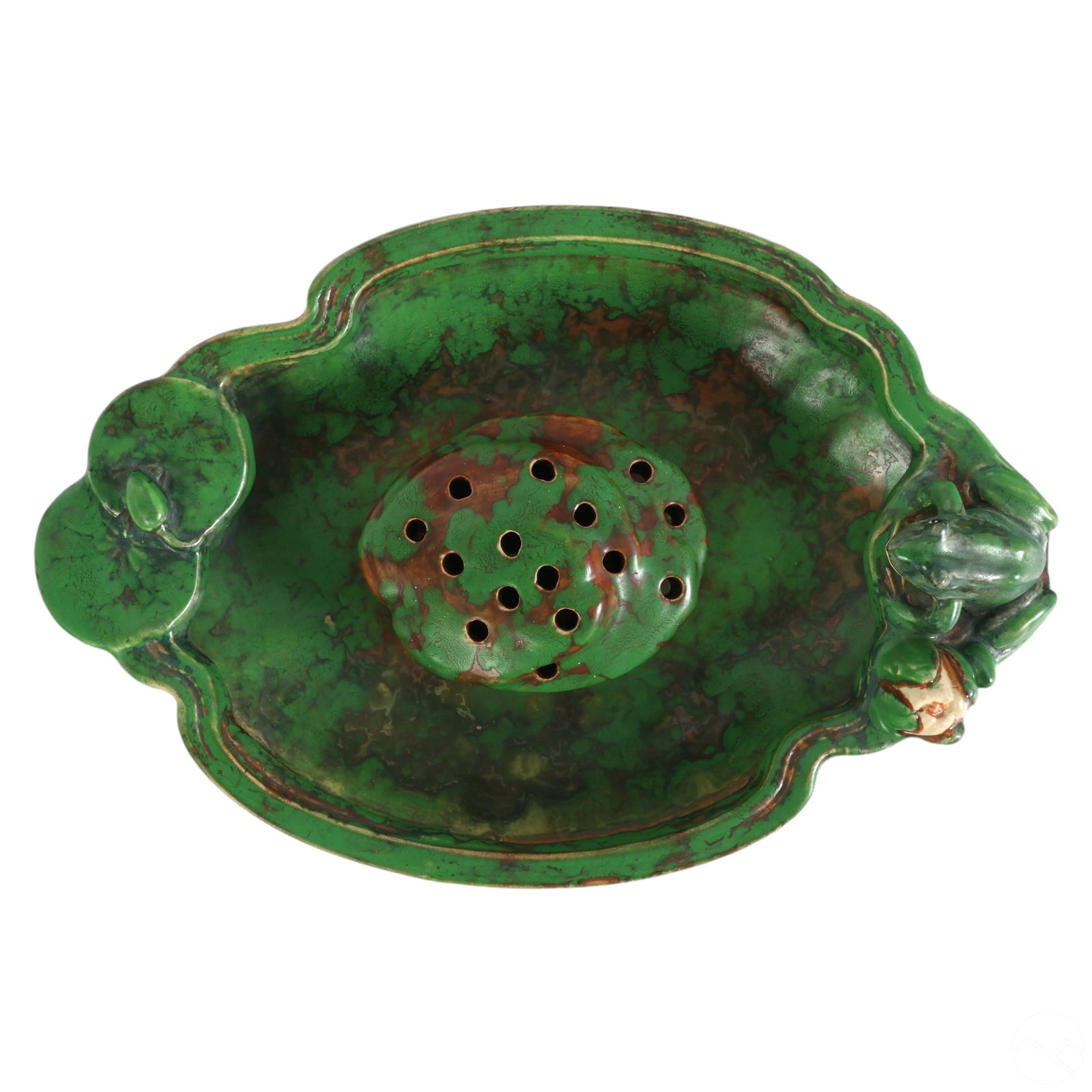 Weller Pottery Coppertone Flower Frog Centerpiece (1 of 8)
