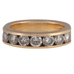 14k Gold 1 CTTW Diamond Anniversary Band Ring Sz 7