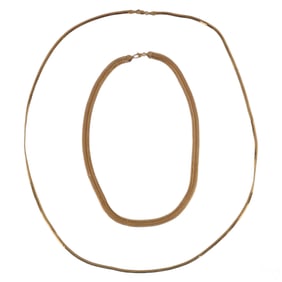 14k Gold Herringbone and Fancy Link Necklace 27.8g