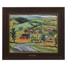 William Swallow 1912-1962 Farm Landscape Painting