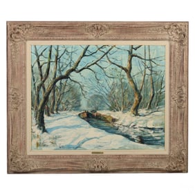 William Frahme 1896-1985 Winter Landscape Painting