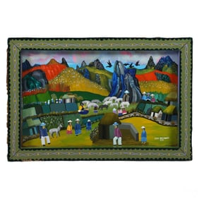 Luis Millingalli b.1959 Ecuador Folk Art Painting
